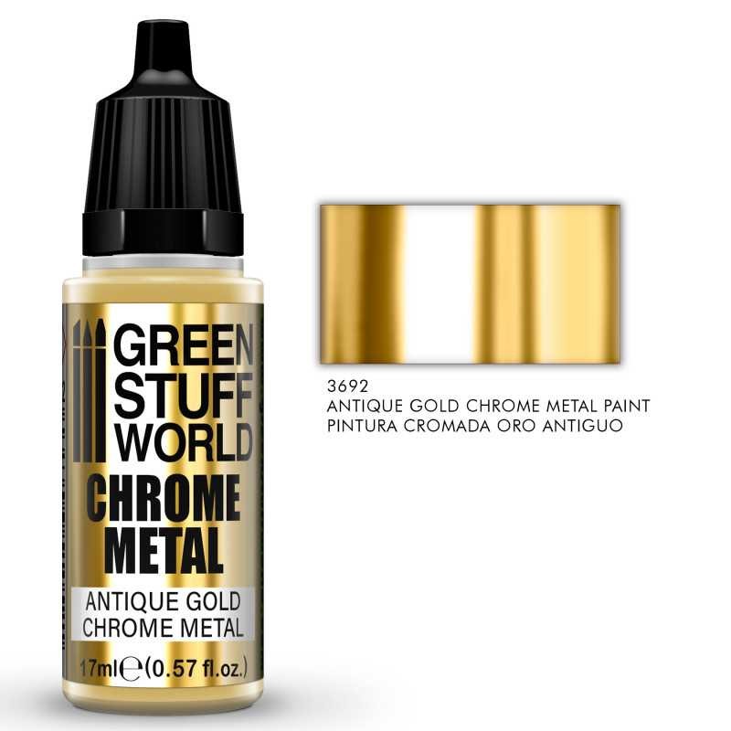 GREEN STUFF WOLRD 3692 ANTIQUE GOLD Chrome Paint - ANTİK ALTIN KROM MAKET BOYASI 17ml