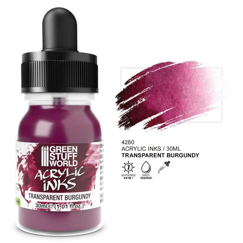 GREEN STUFF WORLD 4280 Transparent Acrylic Ink Burgundy - Transparan Akrilik Mürekkep Bordo