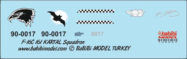 BABİBİ MODEL DBT - 01205 1/48 TÜRK HAVA KUVVETLERİ 161. KARTAL / YARASA FİLO F-16 C DEKAL SETİ
