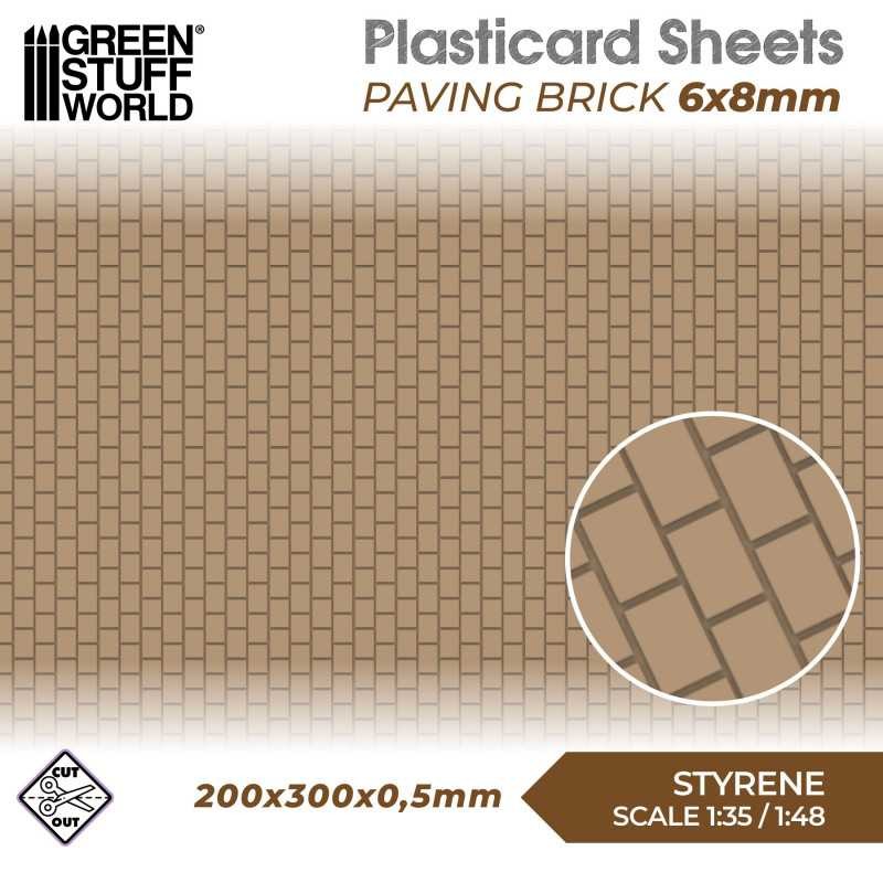 GREEN STUFF WORLD 5066 Plasticard Paving Brick 6x8mm - Tuğla Kaldırım Plastik Levha 6x8mm