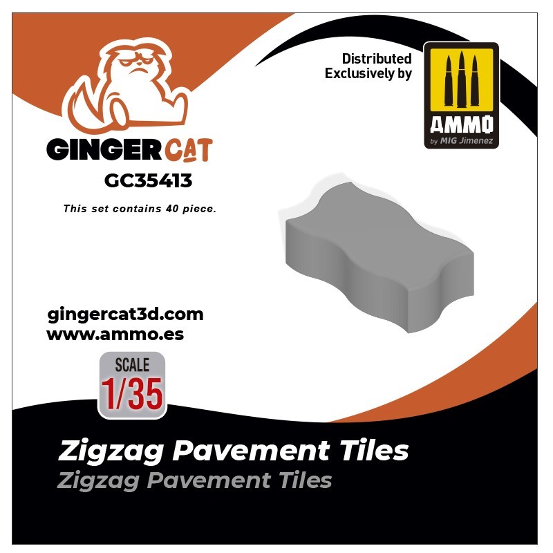 Ginger Cat 35413 1/35 Zigzag Pavement Tiles (40pcs) Reçine Detay Seti