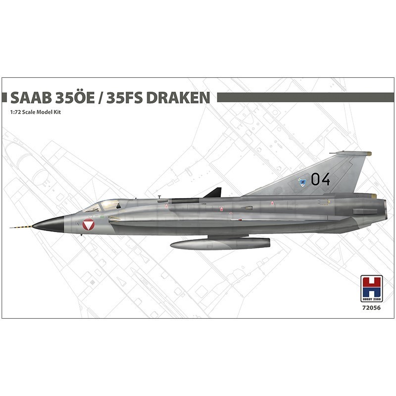 HOBBY 2000 72056 1/72 Saab 35OE / 35FS Draken Savaş Uçağı Maketi