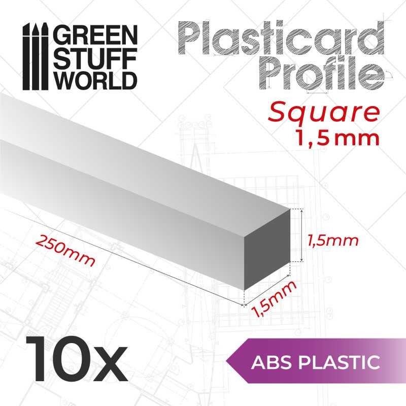 GGREEN STUFF WORLD 12308 ABS Plasticard Profile SQUARED ROD 1.5 mm - 1,5 mm Kare ABS Plastik Profil 10 Adet