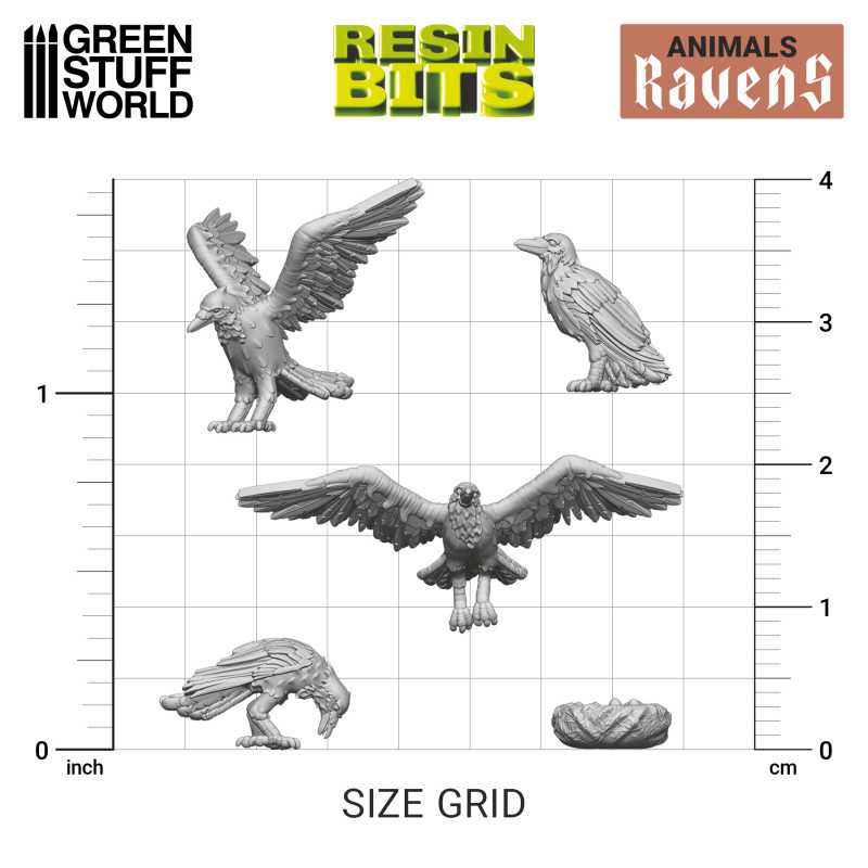 GREEN STUFF WORLD 12293 3D printed set - Ravens REÇİNE KARGA SETİ