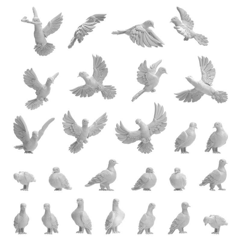 GREEN STUFF WORLD 13642 3D printed set - Pigeons GÜVERCİNLER