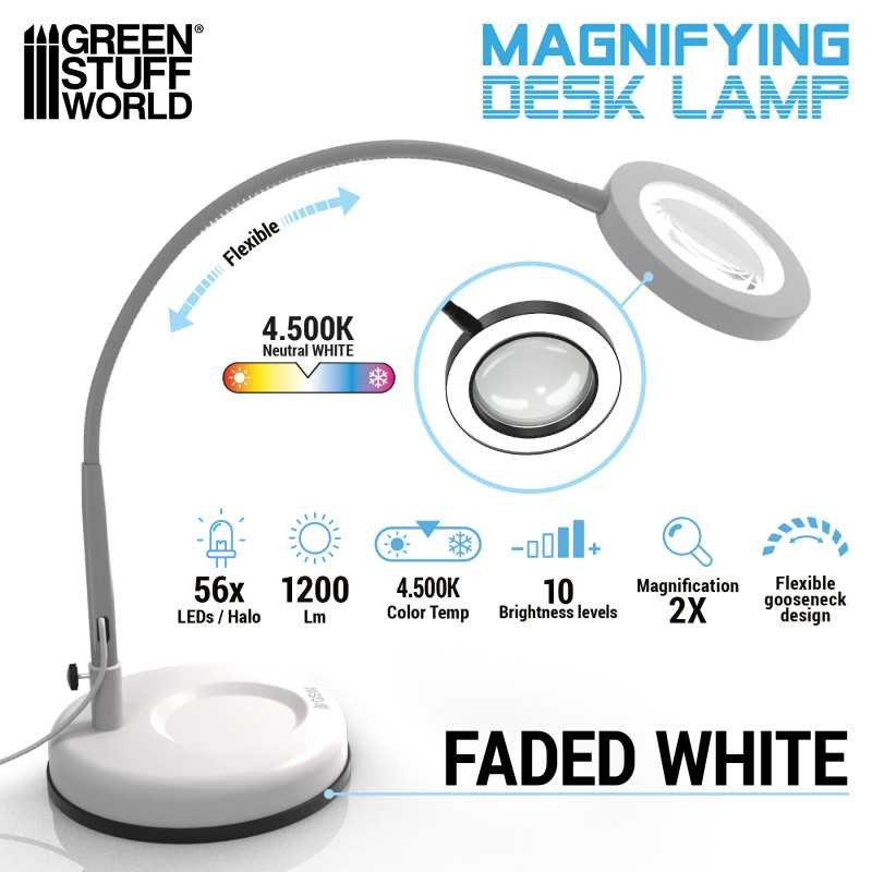 GREEN STUFF WORLD 5595 Magnifying Desk Lamp Faded White - BÜYÜTEÇLİ MASAÜSTÜ LED LAMBA BEYAZ