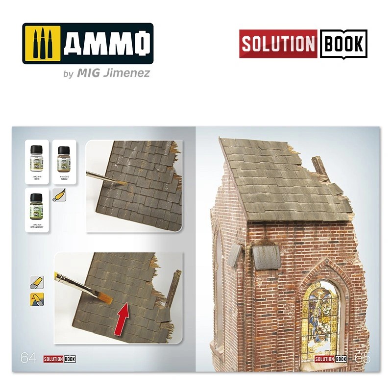 AMMO MIG 6510 How to Paint Brick Buildings. Colors & Weathering System Solution Book (Multilingual) BİNA BOYAMA TEKNİKLERİ KİTABI