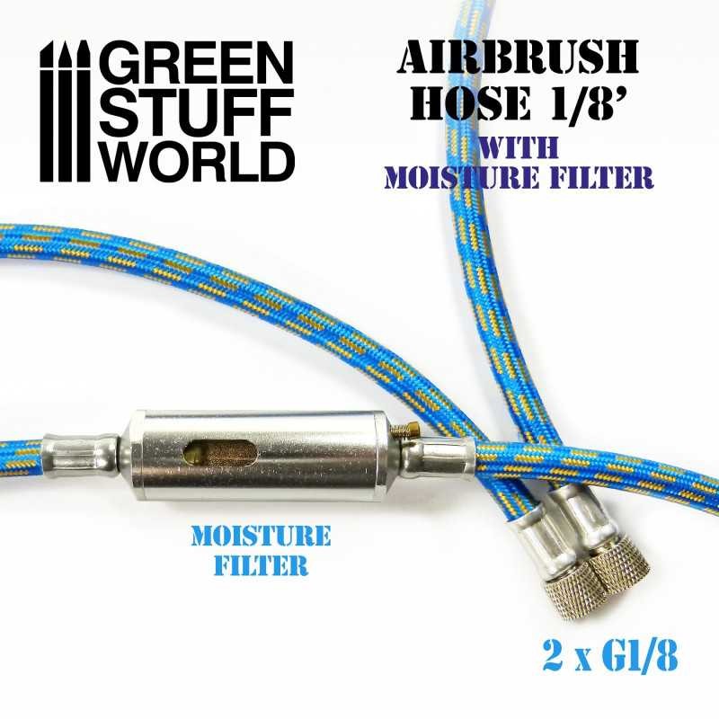 GREEN STUFF WORLD 2599 Airbrush Fabric Hose with Humidity Filter - NEM FİLTRELİ HAVATABANCASI HORTUMU 180CM