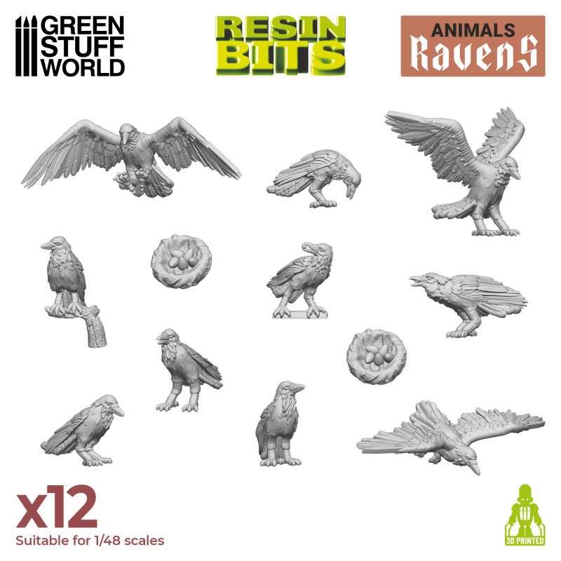 GREEN STUFF WORLD 12293 3D printed set - Ravens REÇİNE KARGA SETİ