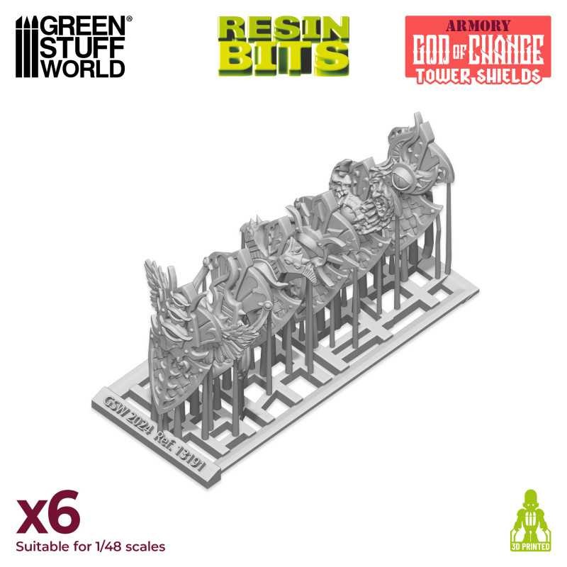 GREEN STUFF WORLD 13191 God of Change Tower Shields 3D Printed Set