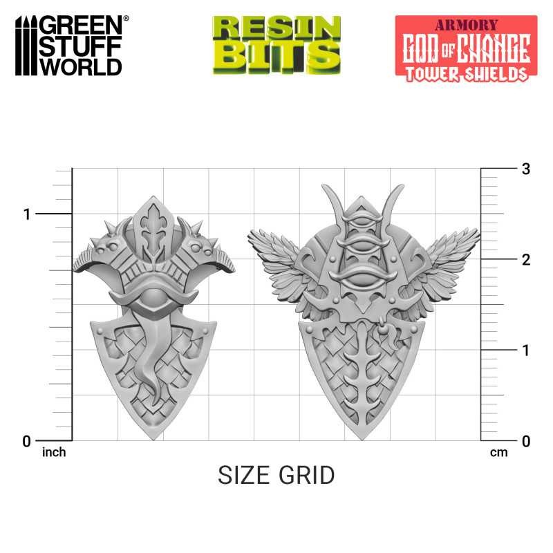 GREEN STUFF WORLD 13191 God of Change Tower Shields 3D Printed Set