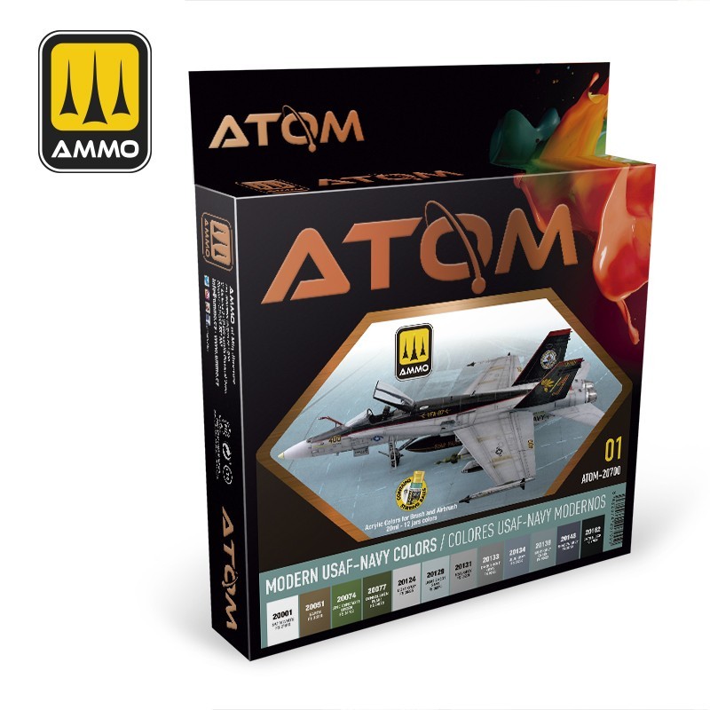 AMMO MIG 20700 ATOM Modern USAF/NAVY Colors Set - Amerikan Hava Kuvvetleri ve Amerikan Deniz Kuvvetleri Boyama Seti