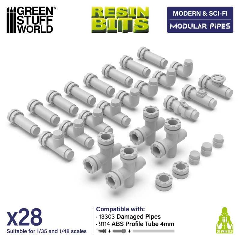 GREEN STUFF WORLD 13304 3D printed set - Modular pipes MODÜLER BORULAR