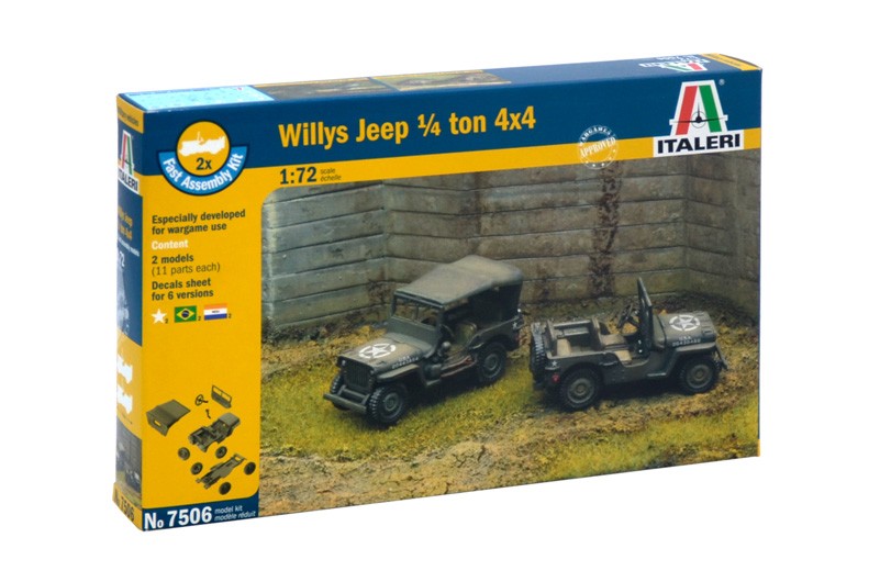 ITALERI 7506 1/72 WILLYS JEEP 1/4 TON 4X4 - FAST ASSEMBLY ASKERİ KARA ARACI MAKETİ