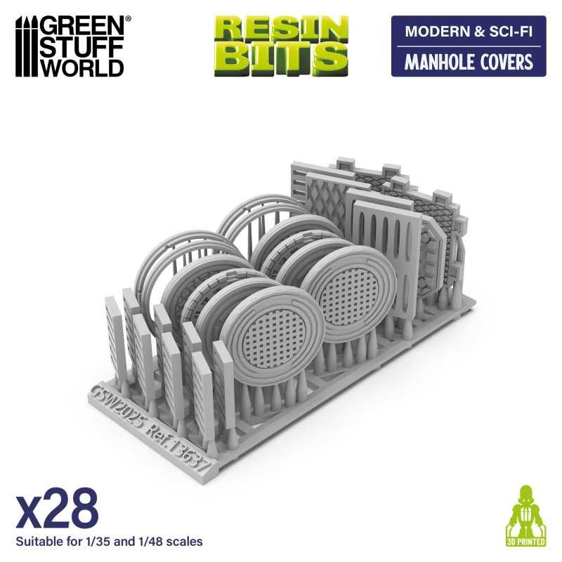 GREEN STUFF WORLD 13637 3D printed set - Manhole Covers RÖGAR KAPAKLARI