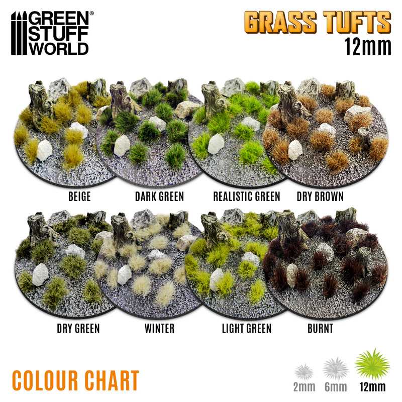 GREEN STUFF WORLD 12938 Grass TUFTS 12mm self-adhesive DARK GREEN - 12MM KOYU YEŞİL ÇİM ÖBEĞİ