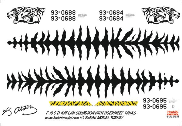 BABİBİ MODEL DBT - 01094 1/48 F-16 C/D 192.KAPLAN FİLO DEKAL SETİ