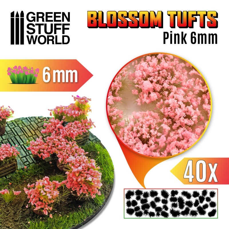 GREEN STUFF WORLD 11336 BLOSSOM TUFTS 6MM SELF-ADHESİVE PINK FLOWERS – 6MM PEMBE ÇİÇEKLER