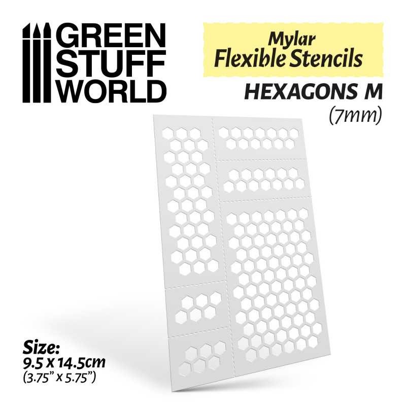 GREEN STUFF WORLD 3668 Flexible Stencils - HEXAGONS M (7mm)