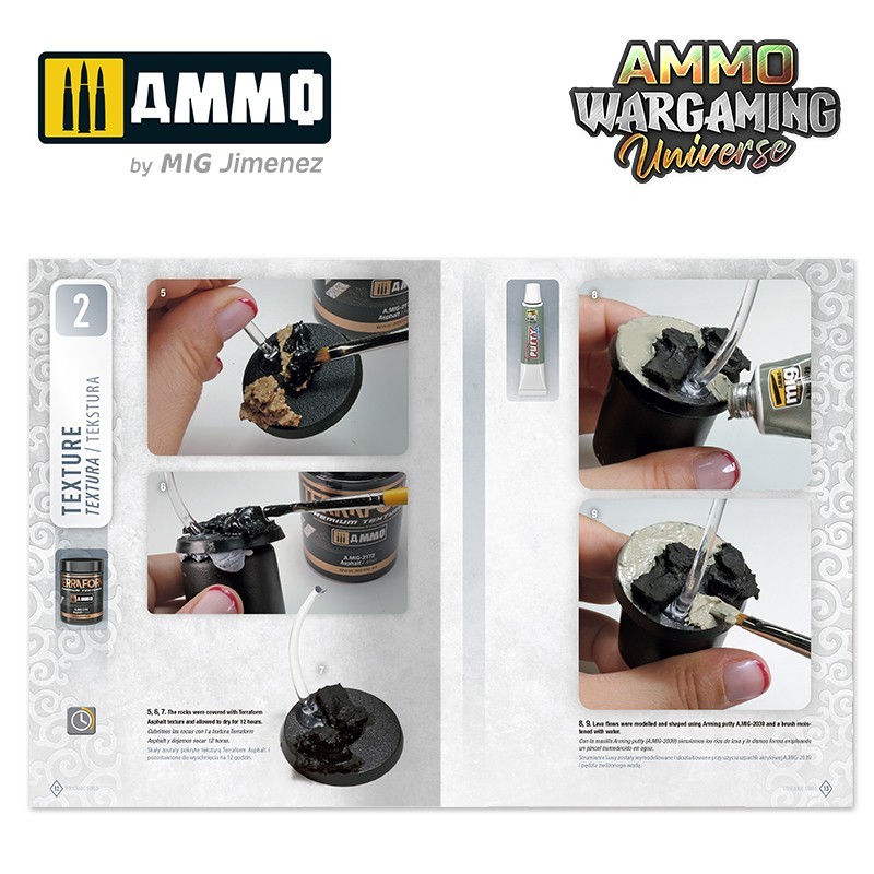 AMMO MIG 6923 WARGAMING UNIVERSE Book 04 Volcanic Soils - VOLKANİK TOPRAK ZEMİN YAPIM TEKNİKLERİ KİTABI
