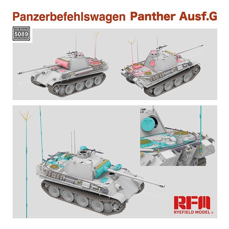 RYE FIELD MODELS 5089 1/35 Panzerbefehlswagen Panther Ausf.G Tank Maketi