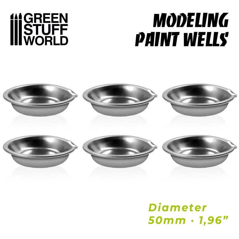 GREEN STUFF WORLD 10361 Modelling Paint Wells x6 - 6'lı BOYA KAPI