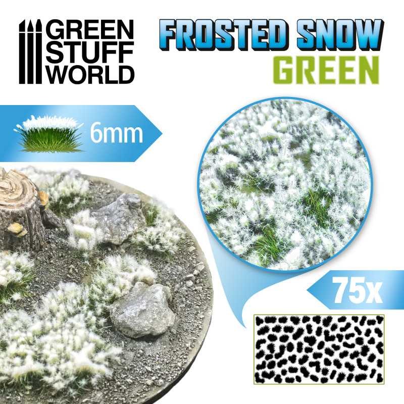 GREEN STUFF WORLD 10726 Shrubs TUFTS - 6mm FROSTED SNOW - GREEN