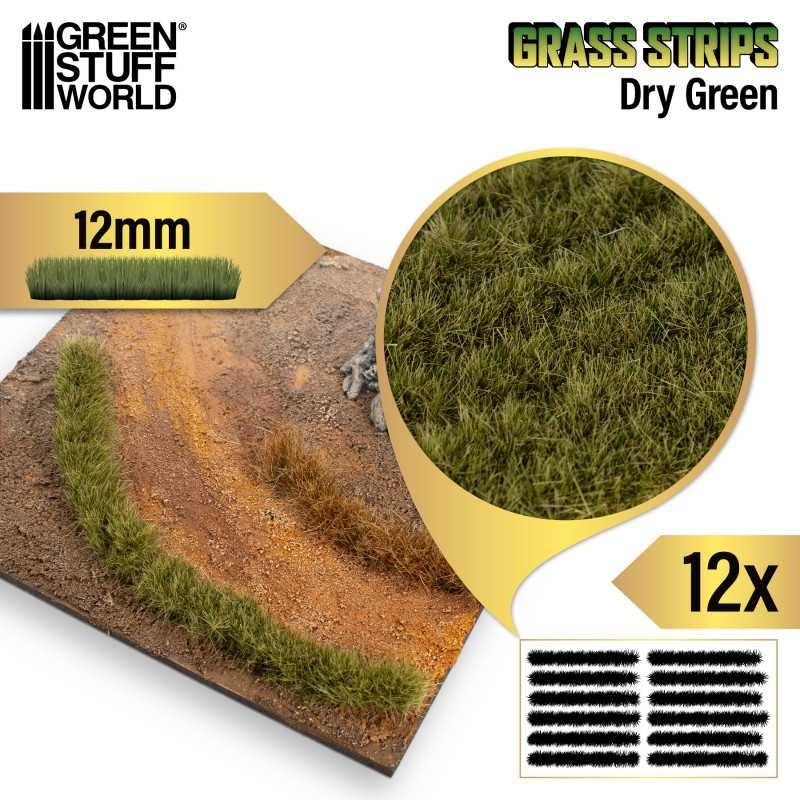 GREEN STUFF WORLD 13448 Grass STRIPES 12mm - DRY GREEN