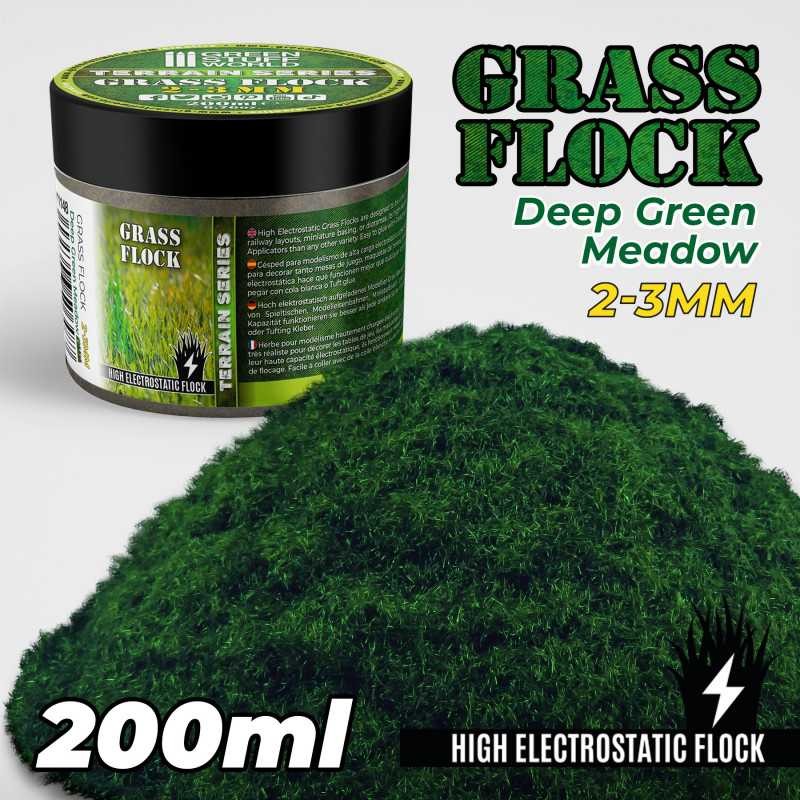 GREEN STUFF WORLD 11148 Static Grass Flock 2-3mm - DEEP GREEN MEADOW - 200 ml