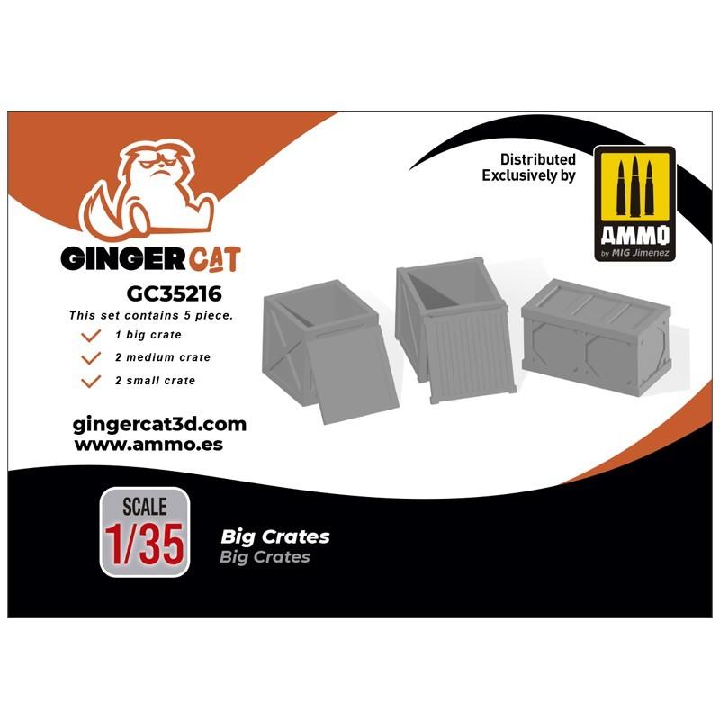 Ginger Cat 35216 1/35 Big Crates (5pcs) Reçine Detay Seti