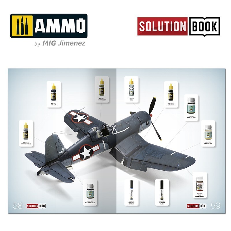 AMMO MIG 6523 How to Paint US Navy WWII Late SOLUTION BOOK - GEÇ DÖNEM AMERİKAN DONANMASI UÇAKLARI BOYAMA TEKNİKLERİ KİTABI