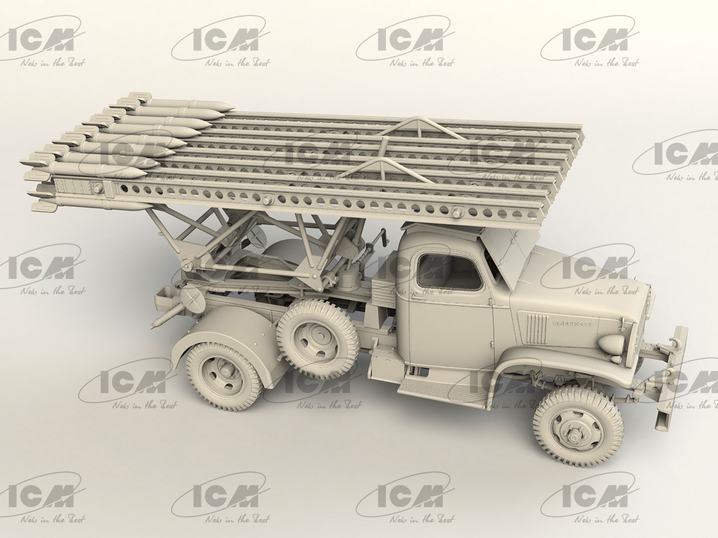 ICM 35596 1/35 G7107 SOVIET SERVICES KATYUSHA ROCKET TRUCK WITH FIGURES ASKERİ ROKET KAMYONU VE FİGÜR MAKETİ