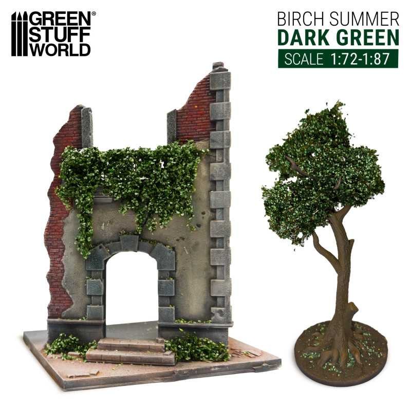 GREEN STUFF WORLD 4647 Ivy Foliage - Dark Green Birch - Small KOYU YEŞİL HUŞ AĞACI YAPRAKLI SARMAŞIK