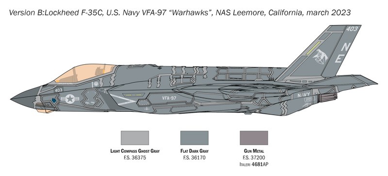 ITALERI 1469 1/72 F-35C Lightning II CATOBAR Version (%100 NEW MOULDS) SAVAŞ UÇAĞI MAKETİ