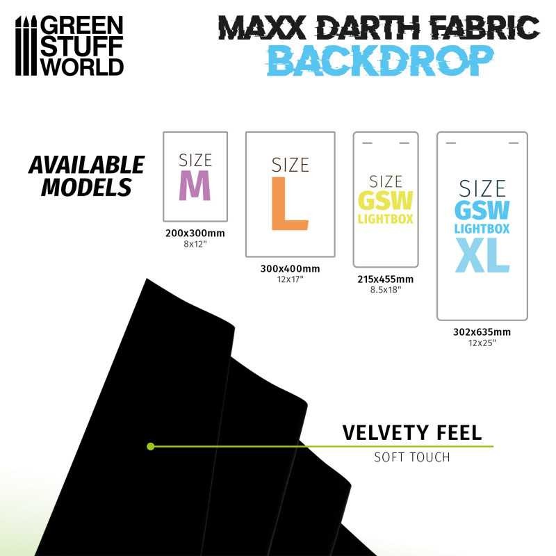 GREEN STUFF WORLD 11826 Maxx Darth backdrop - Lightbox XL - Ultra Mat Siyah Fotoğraf Fonu