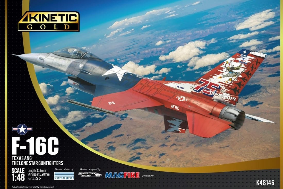 KINETIC MODEL 48146 1/48 F-16C Texas ANG The Lone Star Gunfighters Savaş Uçağı Maketi