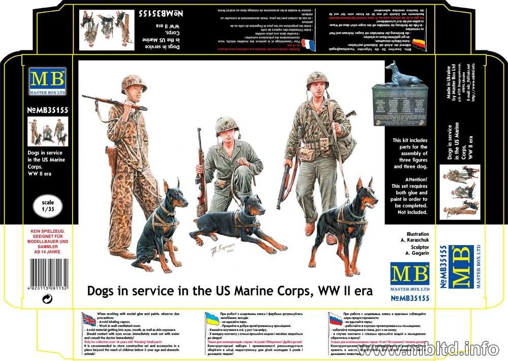 MASTER BOX 1/35 35155 "Dogs in service in the US Marine Corps, WW II era"