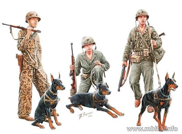 MASTER BOX 1/35 35155 "Dogs in service in the US Marine Corps, WW II era"