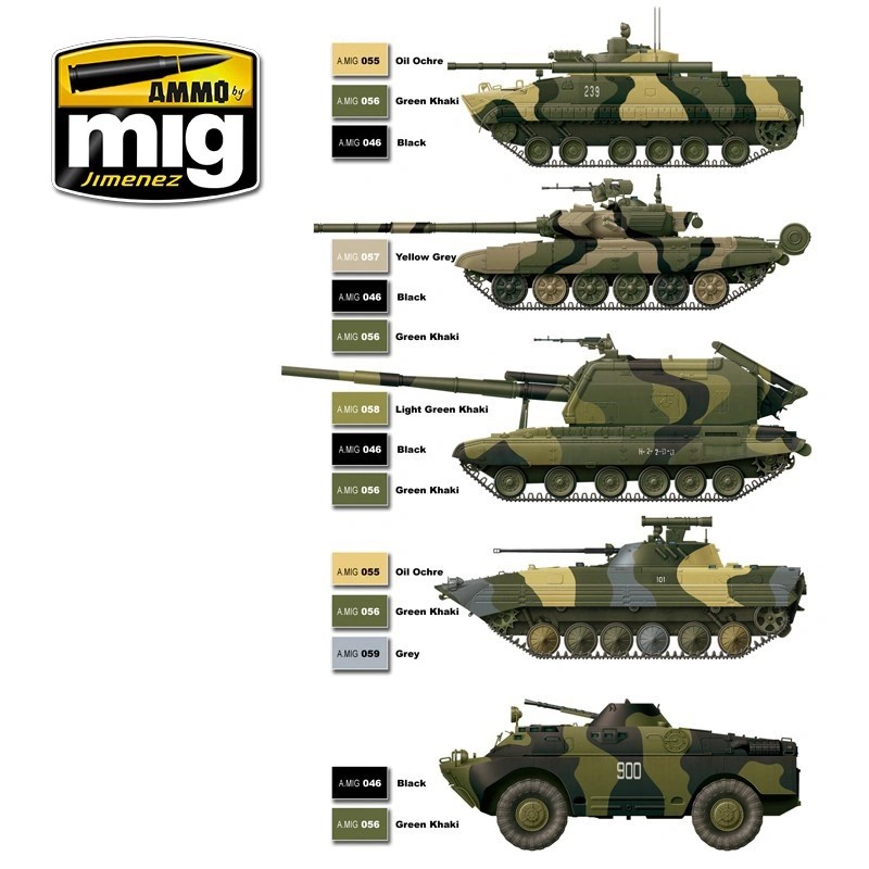 AMMO MIG 7109 MODERN RUSSIAN CAMO COLORS RUS ARAÇLARI KAMUFLAJ RENKLERİ BOYA SETİ