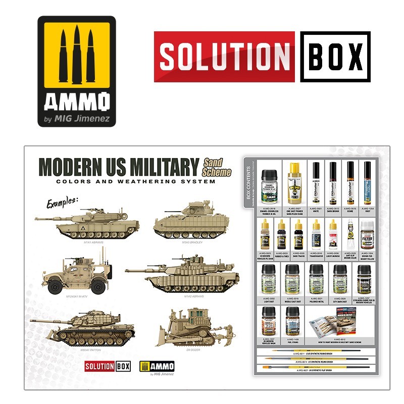 AMMO MIG 7712 SOLUTION BOX - Modern US Military Sand Scheme - Modern Amerikan Ordusu Çöl Temalı Çözüm Seti