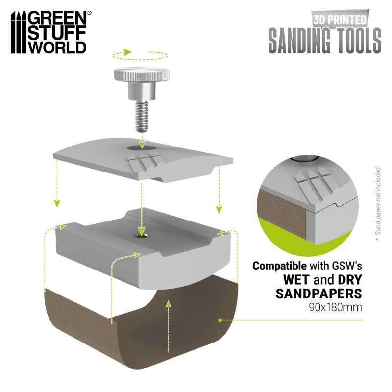 GREEN STUFF WORLD 14196 Hand Sandpaper Holder Curved - AÇILI ZIMPARA KAĞIDI TUTUCU 
