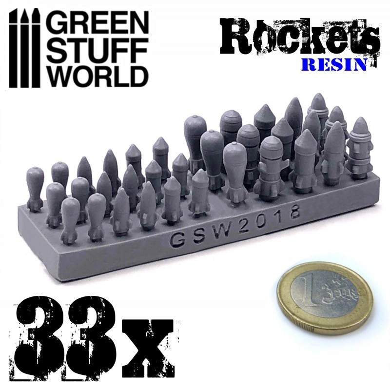 GREEN STUFF WORLD 1693 33X Resin Rockets and Missiles - REÇİNE ROKET VE FÜZE SETİ