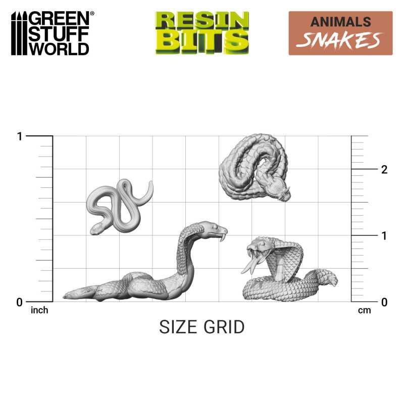 GREEN STUFF WORLD 12668 3D printed set - Snakes YILANLAR SETİ