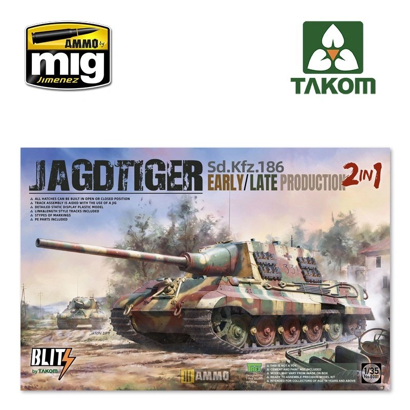 TAKOM 8001 1/35 Sd.Kfz.186 Jagdtiger early/late production 2 in 1 TANK MAKETİ