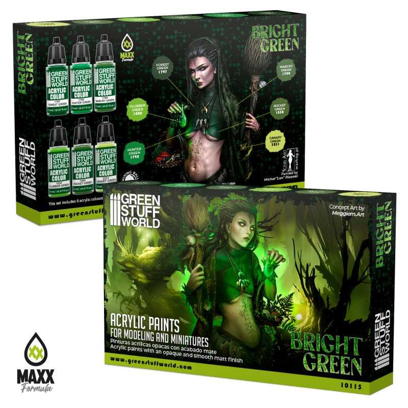 GREEN STUFF WORLD 10115 Paint Set - Bright Green CANLI YEŞİL RENK BOYAMA SETİ