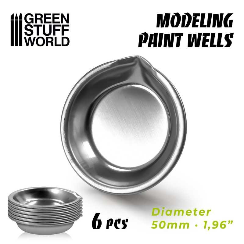 GREEN STUFF WORLD 10361 Modelling Paint Wells x6 - 6'lı BOYA KAPI