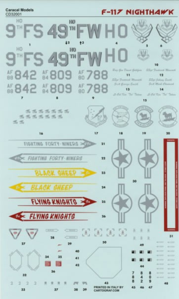 CARACAL DECAL 32001 1/32 F-117 NIGHTHAWK