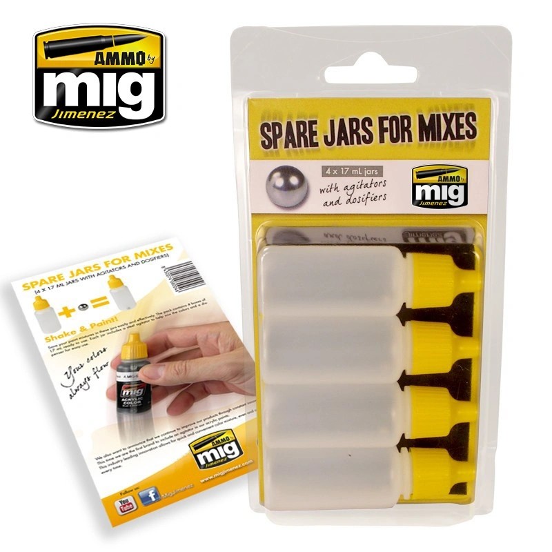 AMMO MIG 8004 SPARE JARS FOR MIXES 17ml METAL TOPLU BOŞ BOYA ŞİŞESİ 