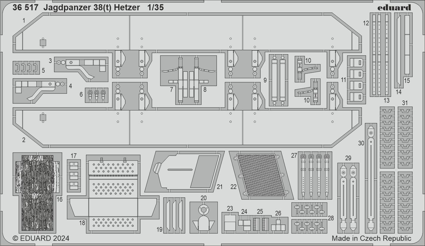 EDUARD 36517 1/35 Jagdpanzer 38(t) Hetzer PE DETAYLANDIRMA SETİ