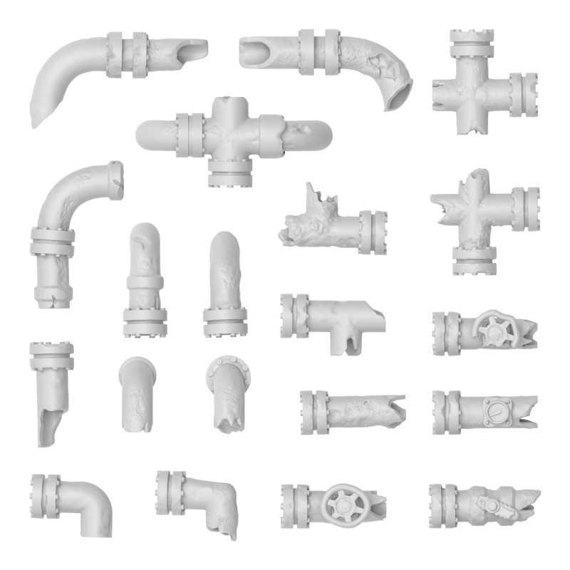 GREEN STUFF WORLD 13303 3D printed set - Damaged Pipes HASARLI BORULAR